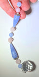 Blue lace and rose quartz hanging crystal talisman with 20mm crystal ball prisim