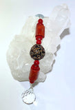 Red coral with dragon focal stone hanging crystal prisim